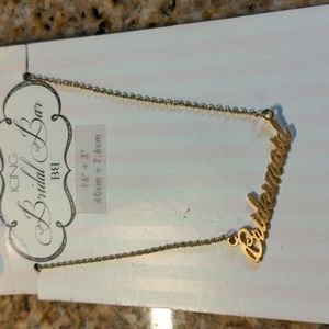 Icing Bridal Bar Gold Tone "Bridesmaid" Split Chain Necklace NWT